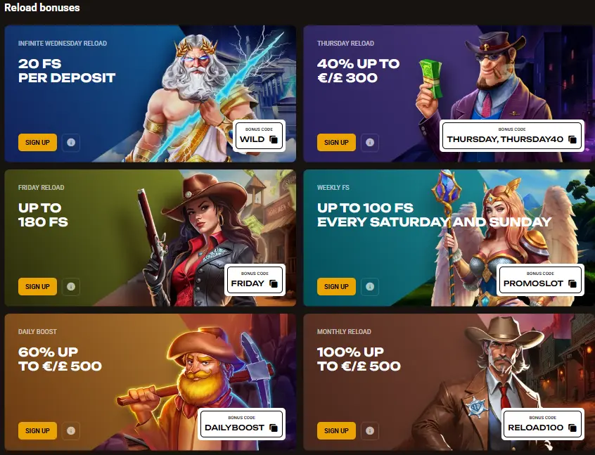 SlotLair Reload Bonuses